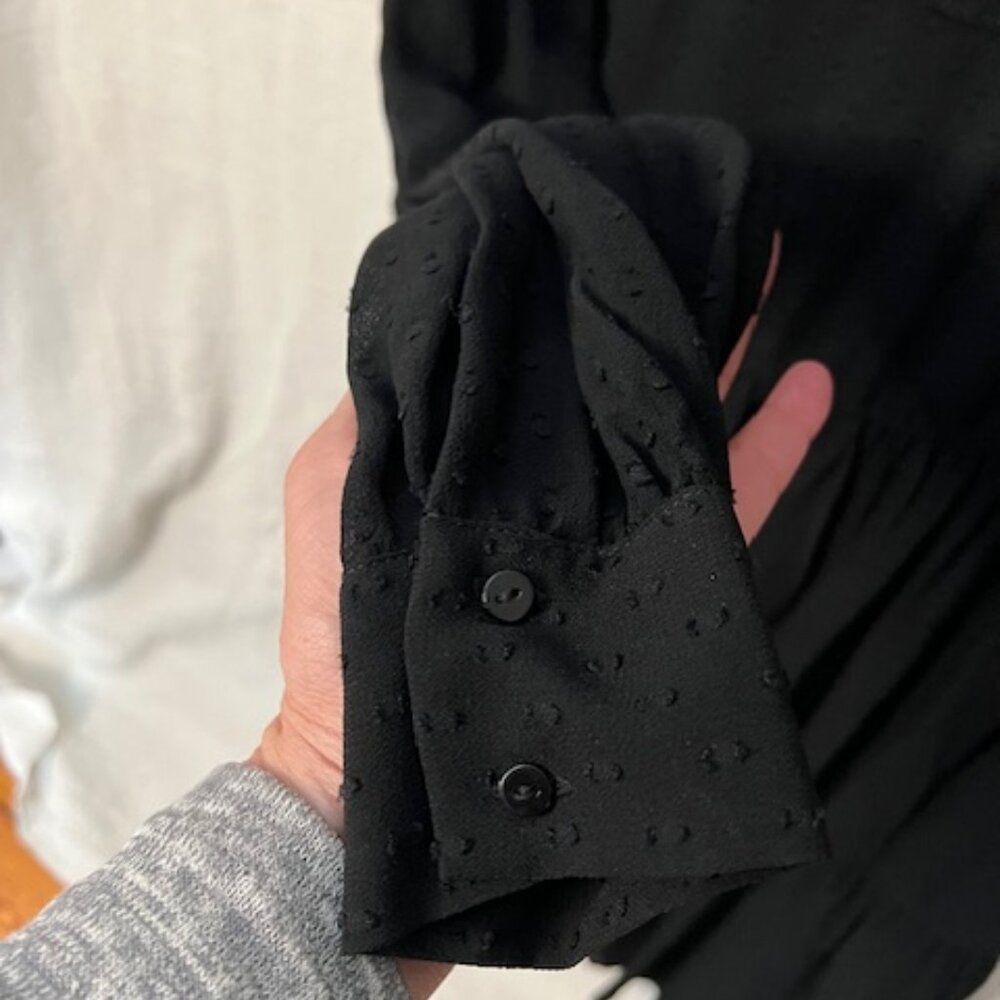 Zara Black Baby Doll Sheer Mini Dress Ruffle Front & Long Sleeves - Picture 8 of 8